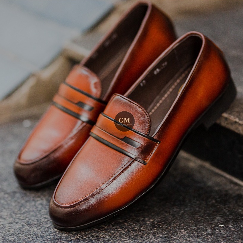 Giày lười nam cao cấp da bò thật bh 12 tháng kiểu dáng Penny Loafer - Mã T42