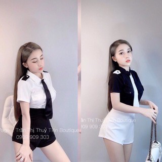 Sét Đồ Bộ Phi Cơ - Cơ Trưởng Áo Có Cà Vạt & Quần