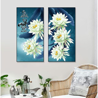 Bộ 2 Tranh Treo Tường Canvas Thư Pháp Hoa Quỳnh 30 x 60 cm x 2 TTT-0589