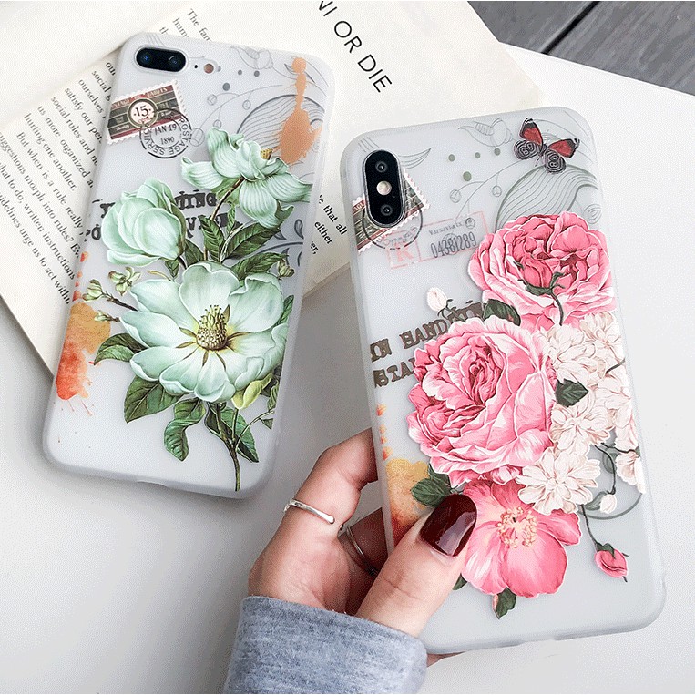 Ốp lưng iphone Hoa hồng và Hoa trà mẫu đang hot 2021 ốp lưng iphone 6 6s 7 8 plus x xr xs max 11 pro max a01a
