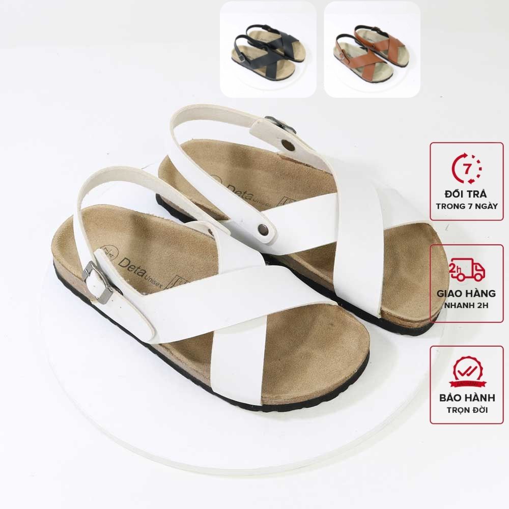 Giày dép đế trấu nam nữ quai chéo Detaunisex - Giày quai hậu Birken thấm hút mồ hôi chân - SATA23
