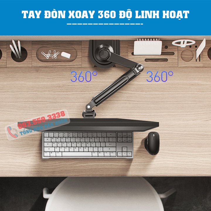 Giá Treo Màn Hình NB - H100 Tương Thích Màn 22 - 35 Inch / Tay Treo Màn Hình H100 Tải Trọng 12Kg - Lắp Đặt Gắn Bàn