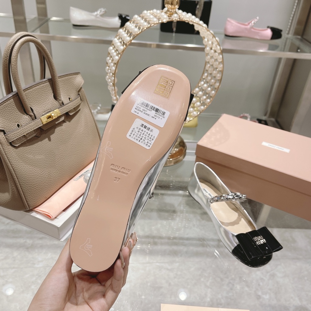 Giày búp bê nữ da thật thời trang cao cấp Miu Miu phong cách trẻ trung, thu hút