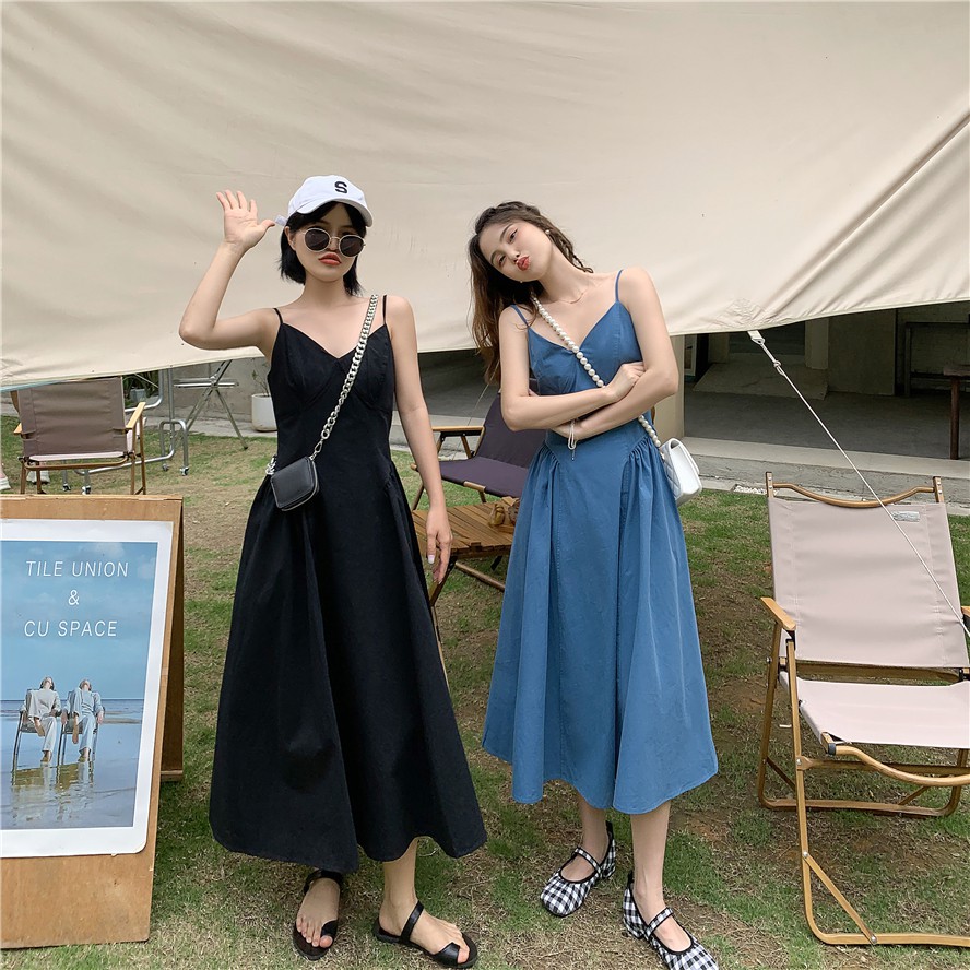 Xiaozhainv Đầm Không Tay Phong Cách Hàn Quốc Có 3 Màu Sắc Chọn Lựa Cho Nữ