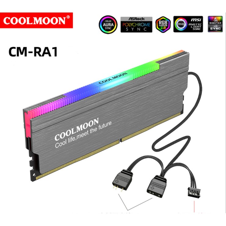 Tản Nhiệt Ram Led RGB Coolmoon - Đồng Bộ Hub Coolmoon , Đồng Bộ Mainboard - SIÊU ĐẸP