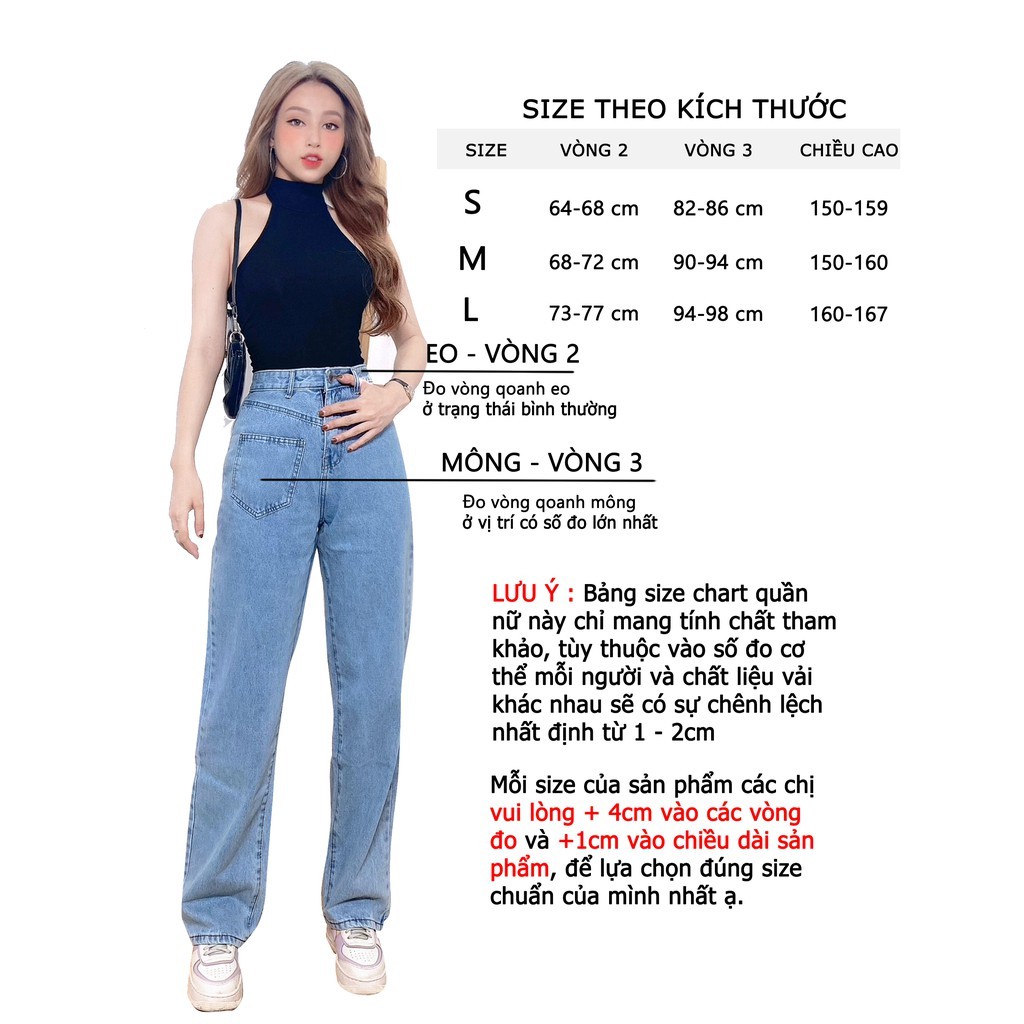 Quần Baggy Jeans Trơn Nữ, Quần Jean Nữ Dáng Baggy Hoạ Tiết Trơn Chất Jeans Cao Cấp Dr192