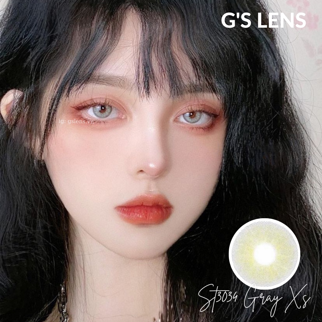 Kính Áp Tròng Lens Xám Khói Siêu Tây Tây Sáng Không Giãn Tròng Size Xs 14mm Có 0 Đến 6 Độ ST3034 Gray