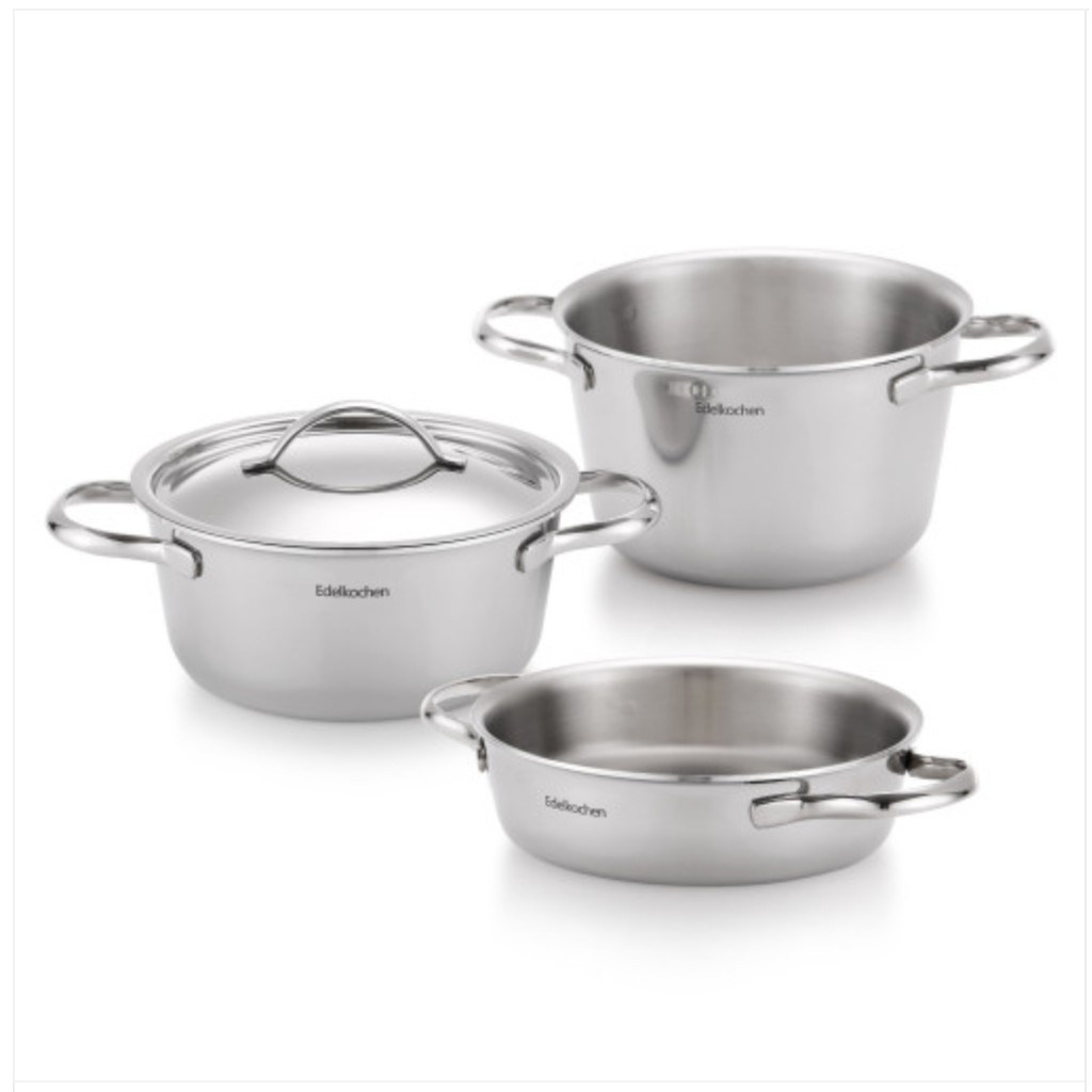 Bộ 3 nồi Inox 304 mini Edelkochen 3 lớp 16cm cao cấp