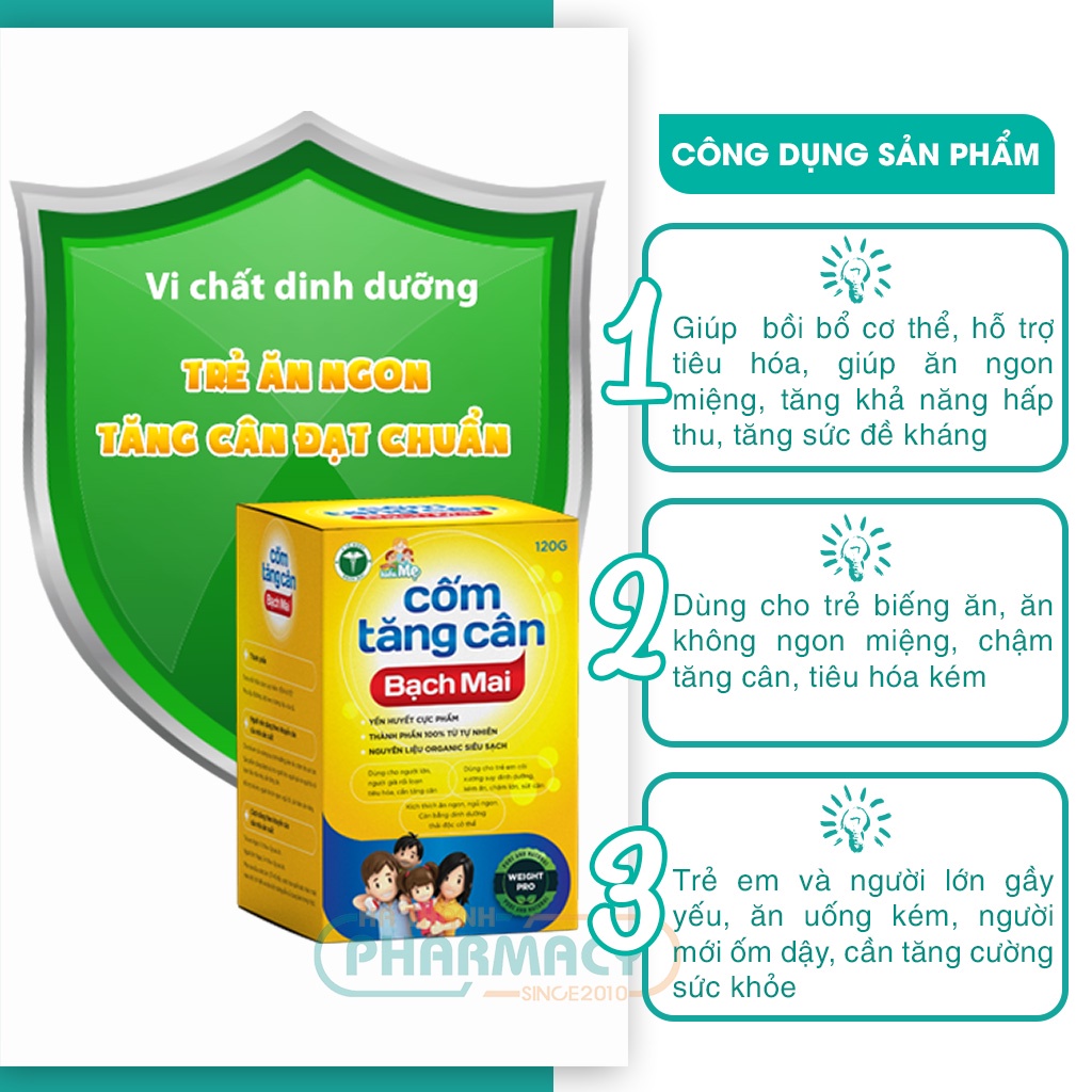 Cốm tăng cân bạch mai, men bạch mai - Phân phối chính hãng Dược Bạch Mai - Date mới nhất [COMBO]