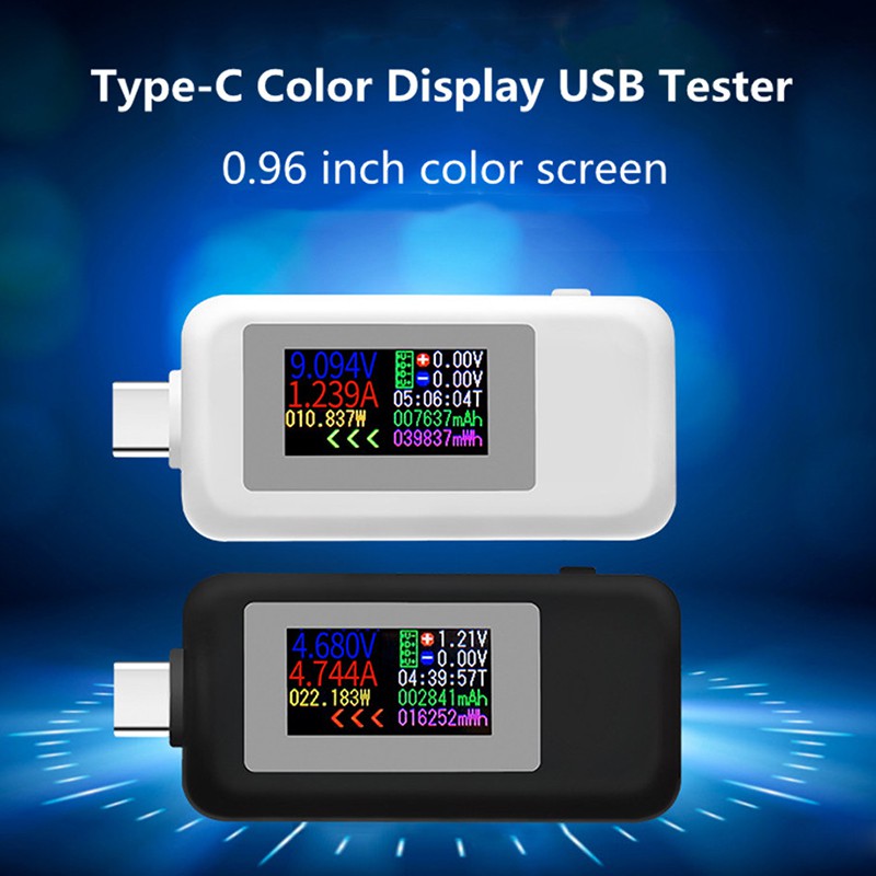 10 in 1 Color Screen DC Type-C Tester 0-5A Current 4-30V USB Charger Power Tester Portable Battery Meter