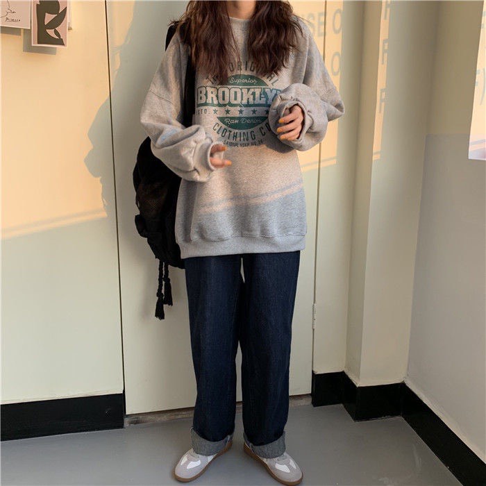 Áo nỉ sweater nam nữ form rộng unisex BROOKLYN chất nỉ bông Áo hoodie tay bồng ulzzang Freeship Sale