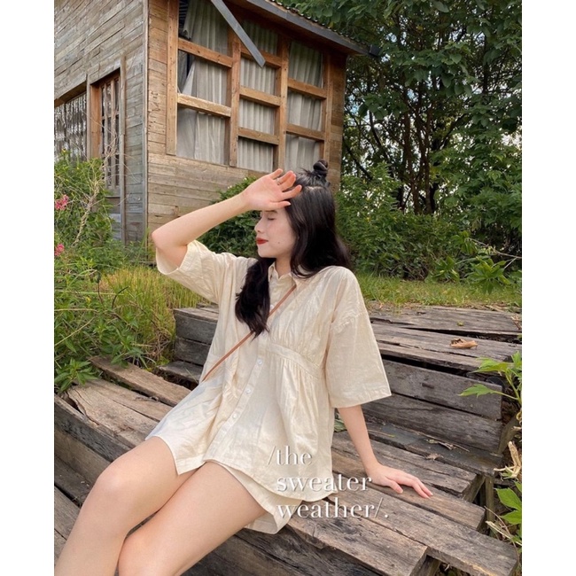 Áo BABYDOLL TÀ LỆCH tay lỡ chuẩn style Hàn Quốc