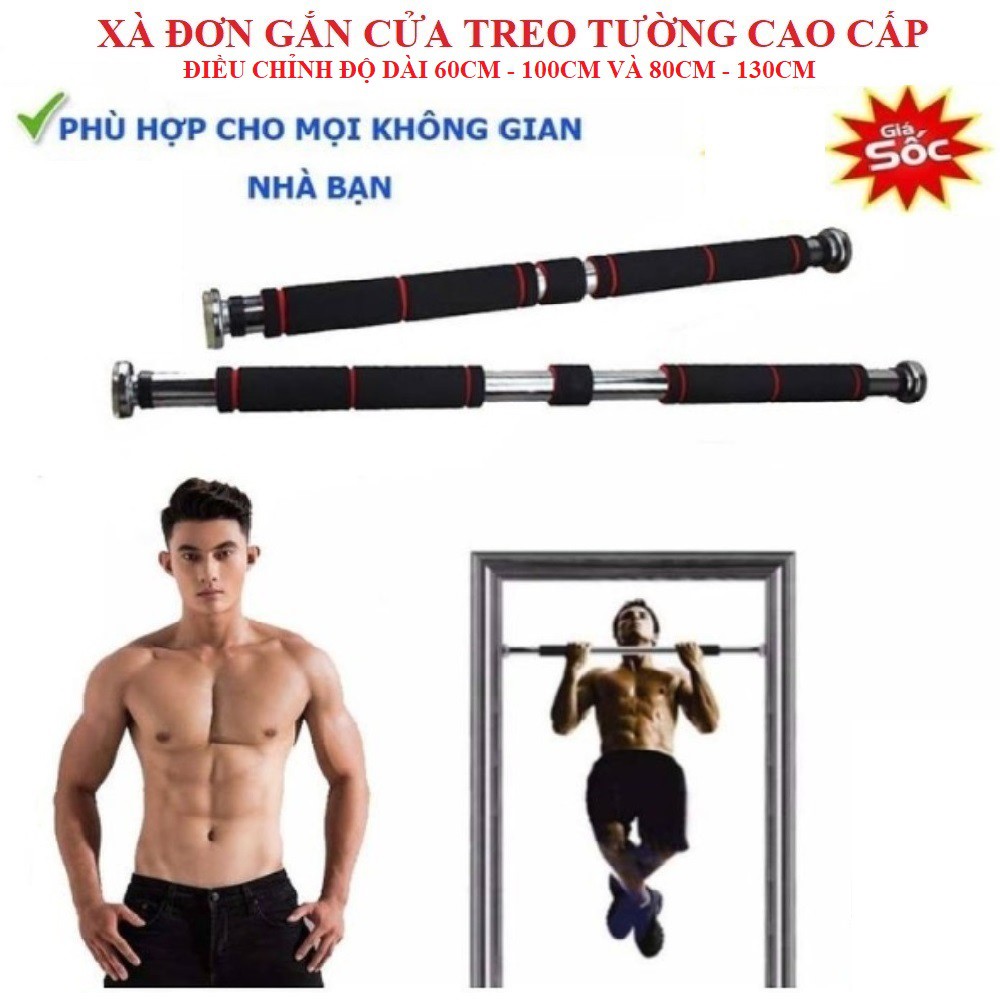 Cây hít xà đơn gắn của treo tường Inox cứng cáp, độ dài 80cm - 1m3 (HÀNG CAO CẤP - BẢO HÀNH 6 THÁNG)