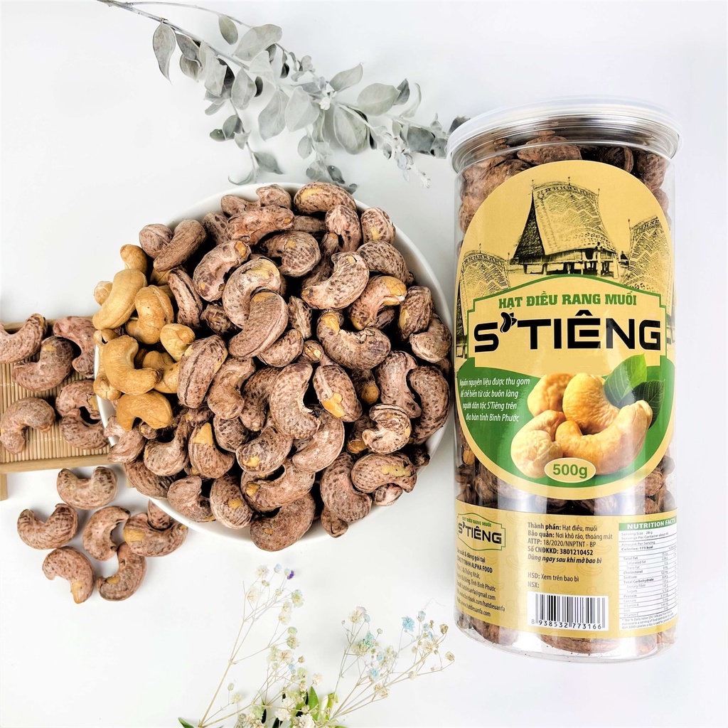 500Gr Hạt Điều Rang Muối Nguyên Hạt STieng Loại A+ Hộp Nắp Nhôm Cao Cấp