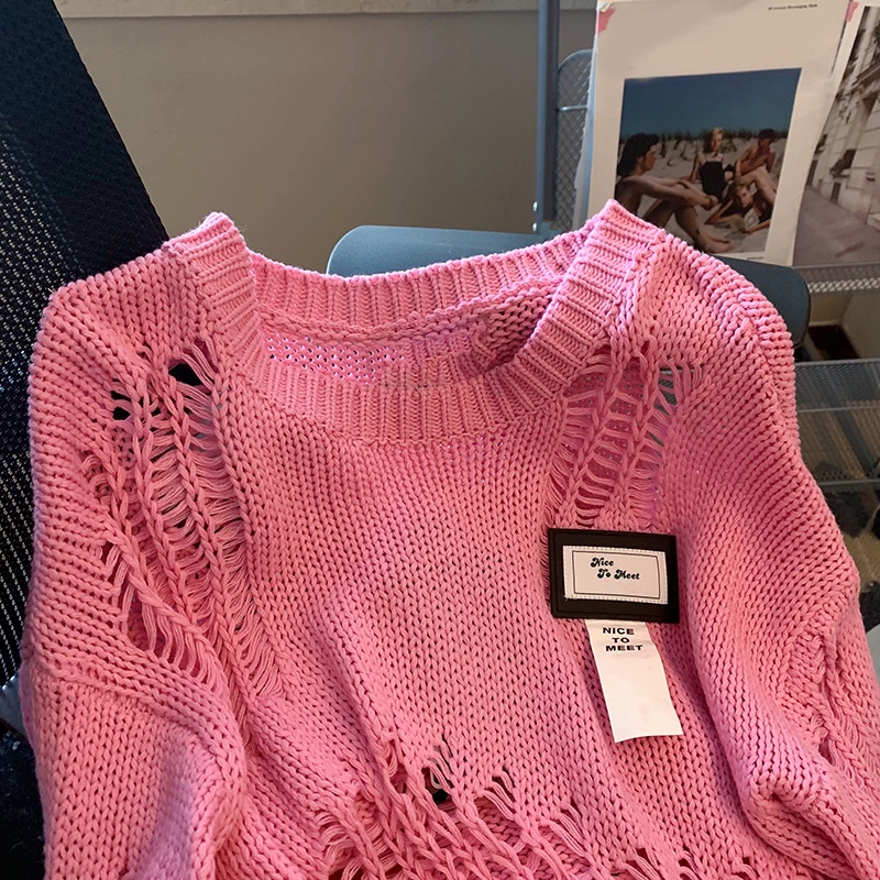 Áo Dệt Kim Tay Dài Dáng Rộng Dễ Phối Đồ Thời Trang Mùa Thu Cho Nữ