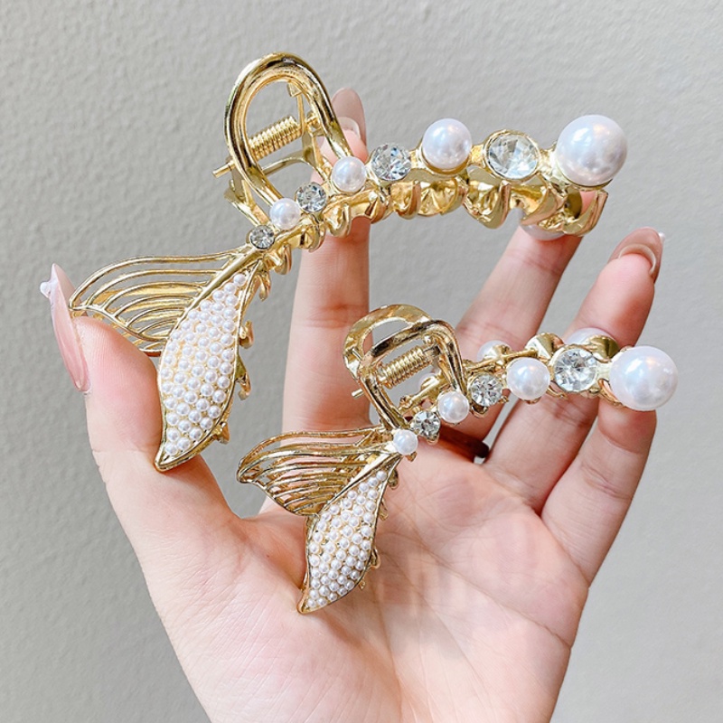 Kẹp Tóc Đuôi Cá Đính Ngọc Trai Giả Phong Cách Hàn Quốc Thời Trang