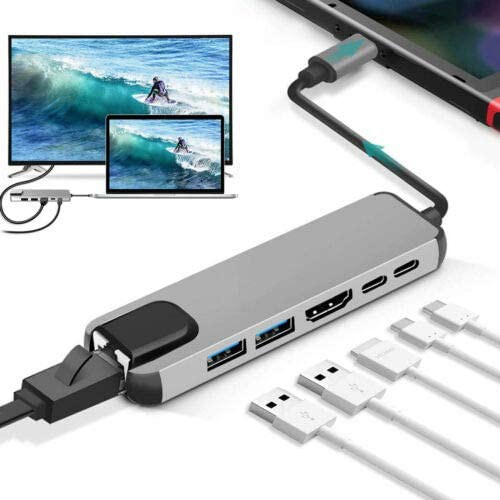 HUB USB Type-C ra 6 cổng HDMI/ RJ45/ USB 3.0/ Type-C cho Macbook, Dell XPS 60236