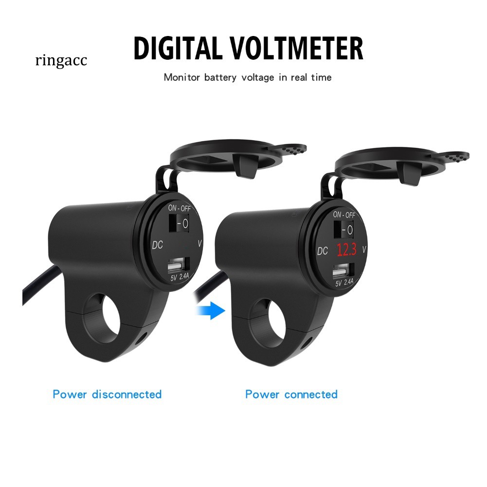 Thiết Bị Sạc Điện Thoại Trên Xe Máy 2.4a Usb Có Công Tắc