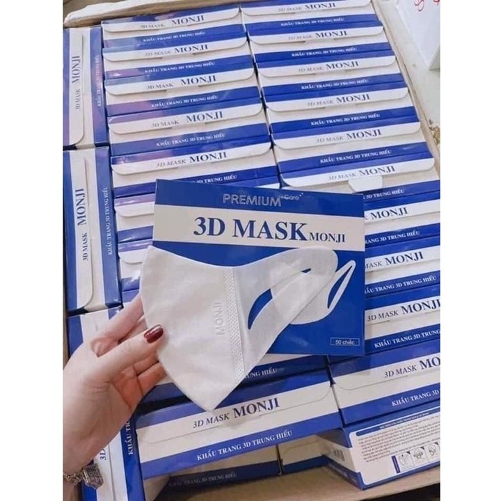 2 Hộp 100 Chiếc Khẩu Trang 3D MONJI, Khẩu Trang 3 Lớp Kháng Khuẩn Chính Hãng Công Ty - Có Khả Năng Chống Nước