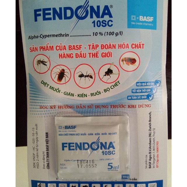Thuốc diệt côn trùng Fendona BASF 5ml Diệt muỗi, gián, kiến, ruồi, bọ chét, kiến ba khoang