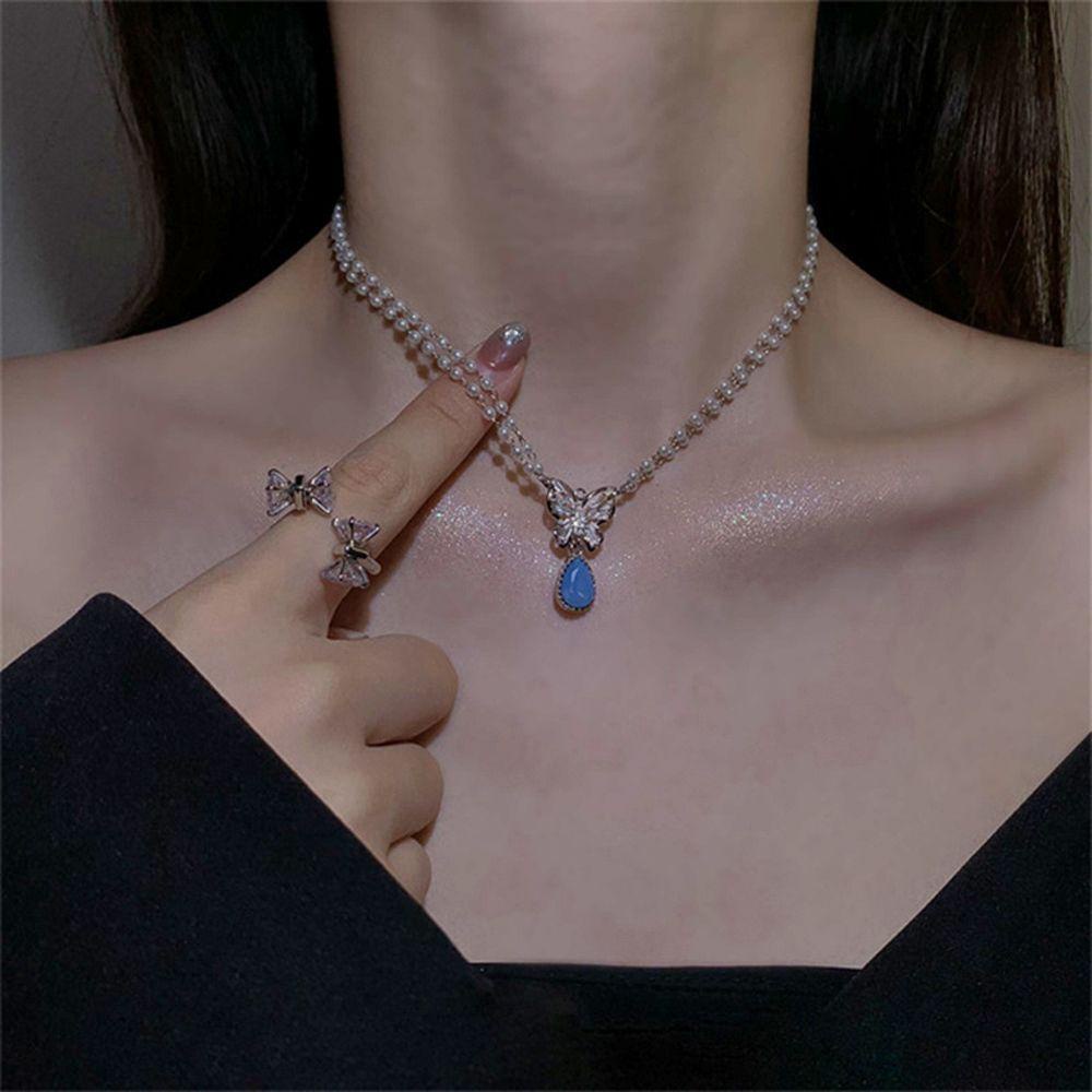 ANEMONE Vòng cổ Hai Lớp Mặt Hình Giọt Nước Thời Trang Cho Nữ