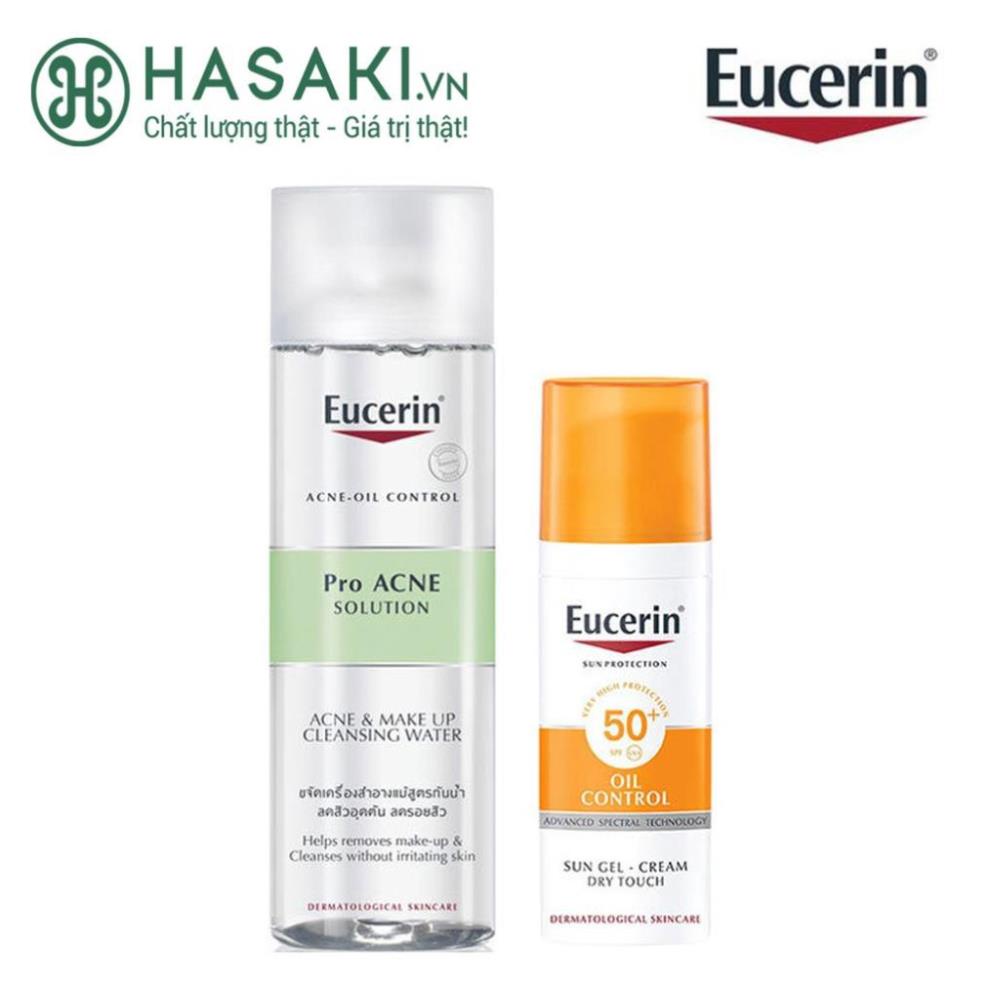 (Sẵn) Combo Eucerin Kem Chống Nắng Kiểm Soát Nhờn 50ml + Nước Tẩy Trang Cho Da Mụn 200ml