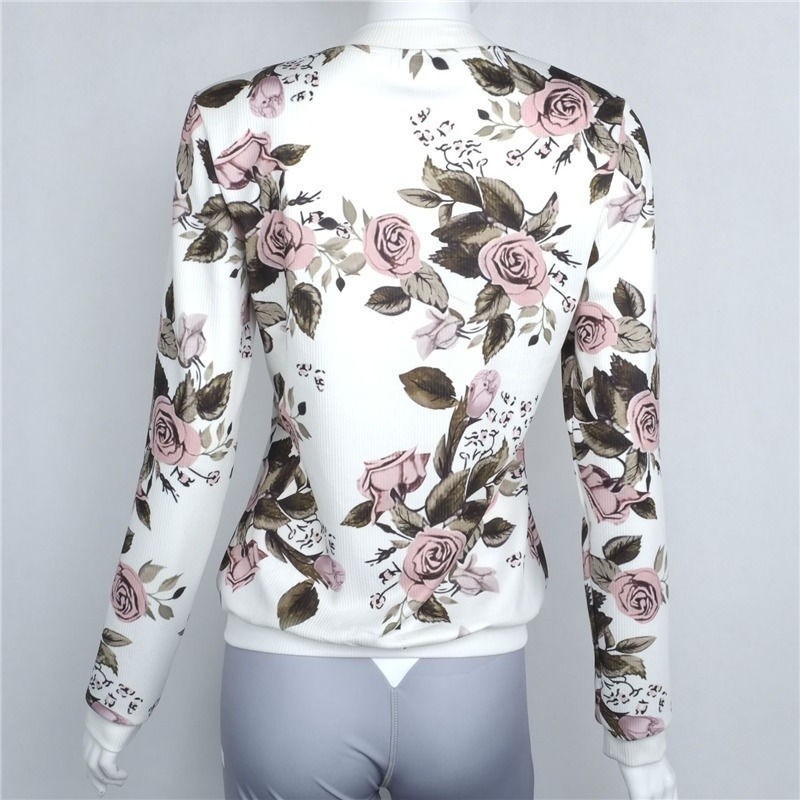 ღ𝓂ℰNew Bomber Jacket Coat 2017 Casual Jacket Baseball Printing Flowers Floral Women Fashion