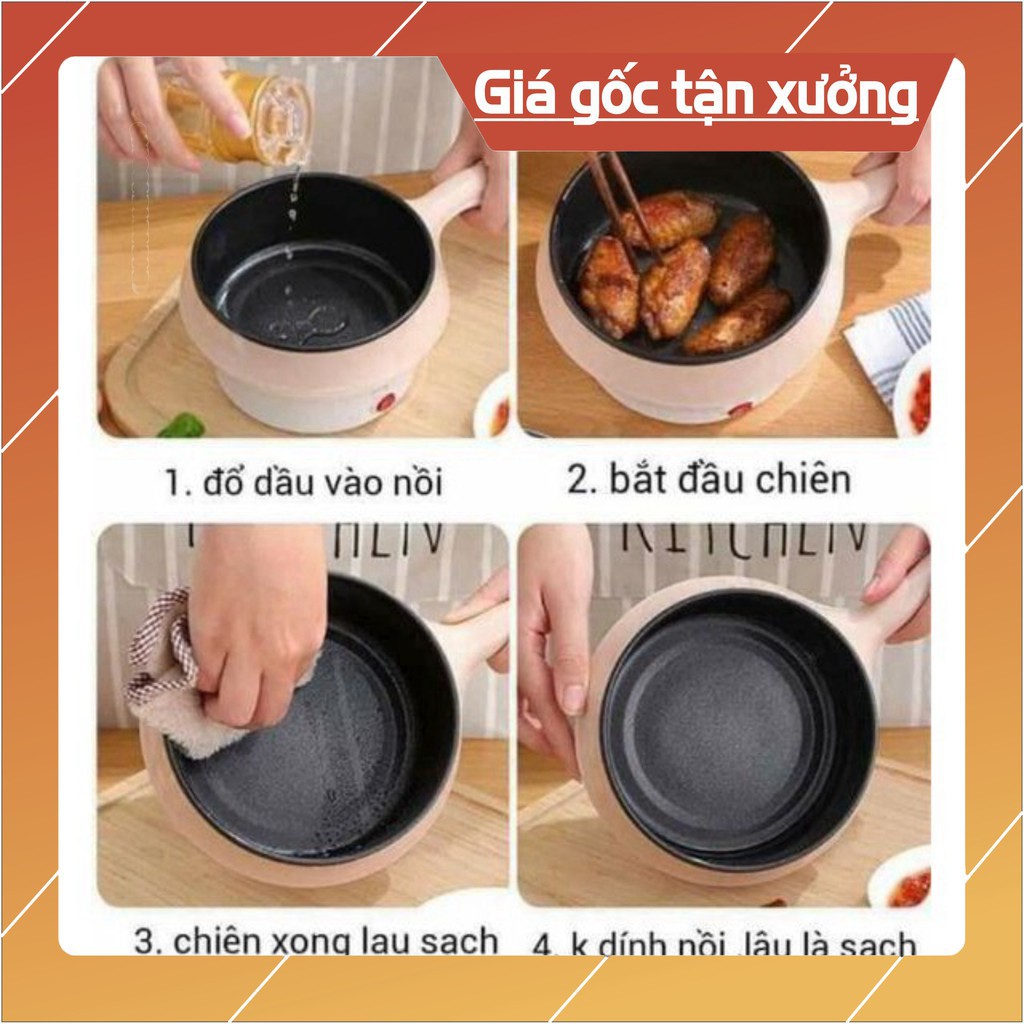 [ sale mùa hè] Chảo nồi điện mini đa năng 2 tầng .