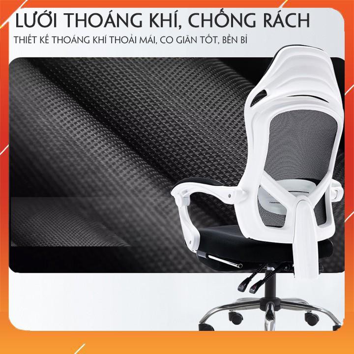 Ghế văn phòng cao cấp lưng lưới tản nhiệt có gác chân , xoay 360 độ , nâng hạ ghế