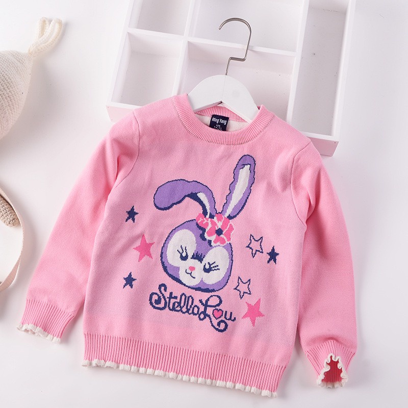 Áo len cho bé gái 2-7 tuổi 2 lớp hình ngựa pony, Áo len trẻ em xuất Hàn đanh sợi không bai xù