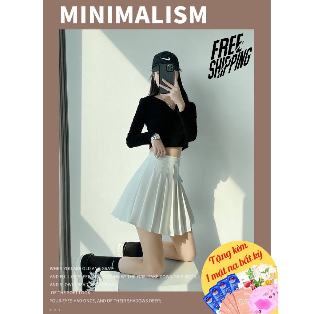 Chân Váy Ngắn Chữ A Xếp Ly Lưng Cao Thời Trang Hàn Quốc SIXTEEN.