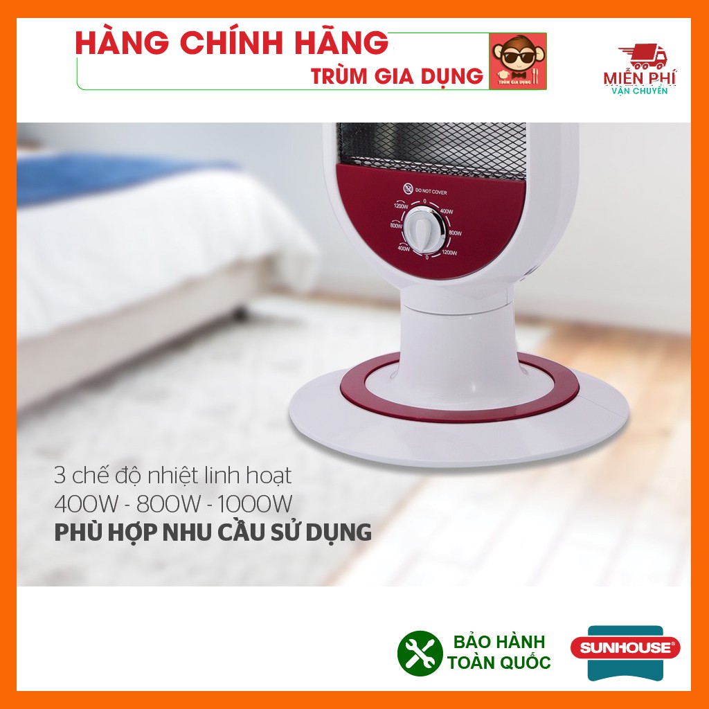 Máy sưởi Sunhouse SHD7022, quạt sưởi Sunhouse SHD7022, công suất 1200w tối đa, tỏa nhiệt đều, quay 180 độ