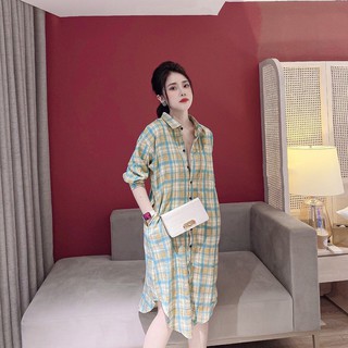 Đầm bầu sơ mi KC154 chất đũi hàn