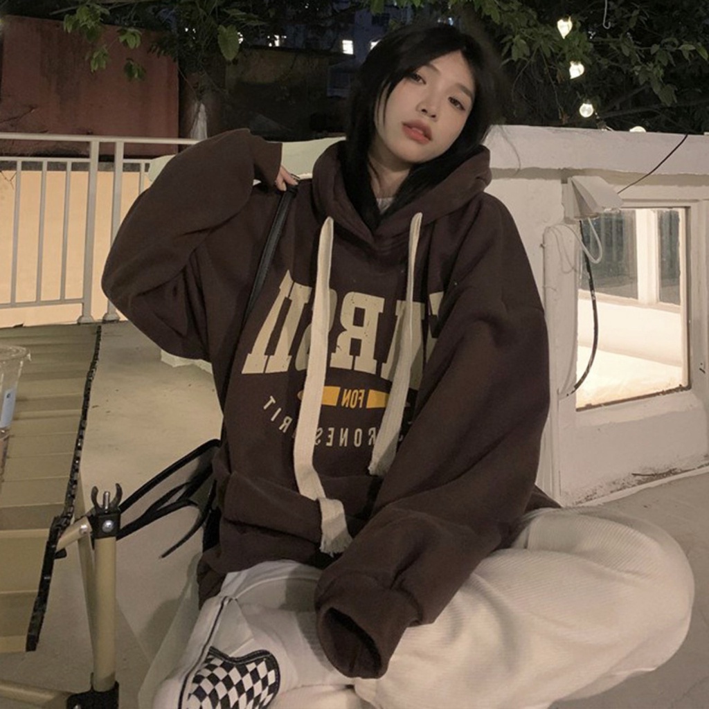 Áo nỉ  nữ hoodie có mũ 2 lớp chữ HASII cho nàng cá tính. FREESIZE 40-60kg. Chất nỉ cotton thấm hút mồ hôi, mặc rất ấm.