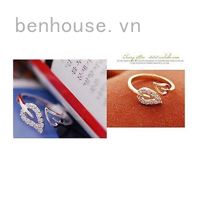 Nhẫn Mạ Bạc Đính Đá Hình Chiếc Lá Đẹp Mắt