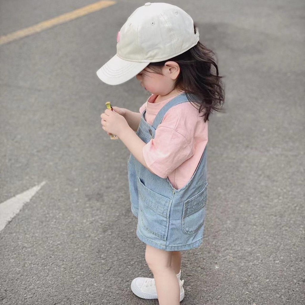 Set Áo Thun Ngắn Tay Và Quần Yếm Denim Thời Trang Mùa Hè Mới Của Hàn Quốc 2023 Dành Cho Bé Gái