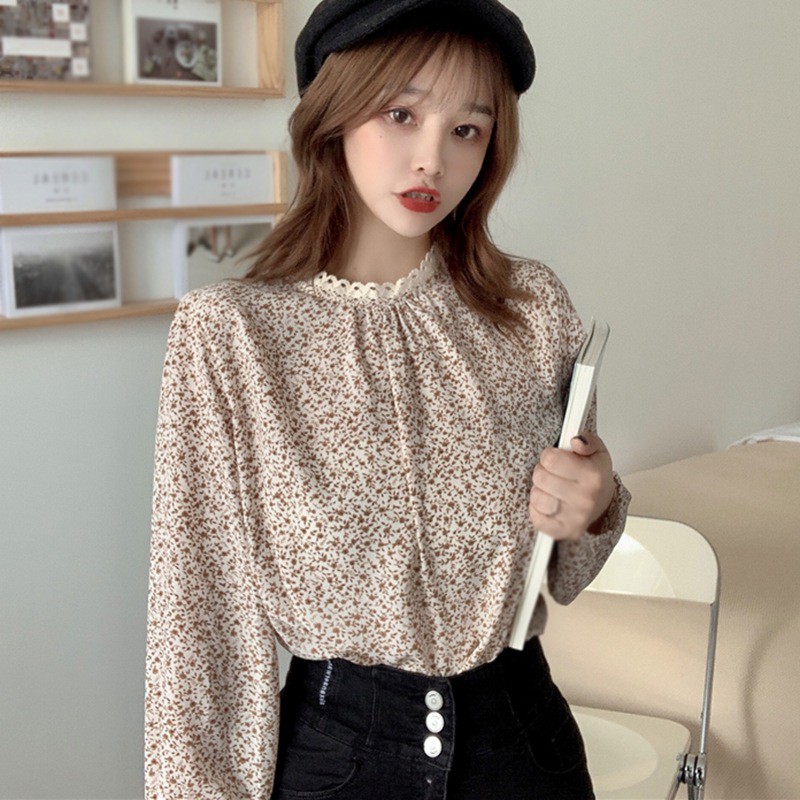 Áo nữ tay dài họa tiết hoa xinh xắn dễ thương