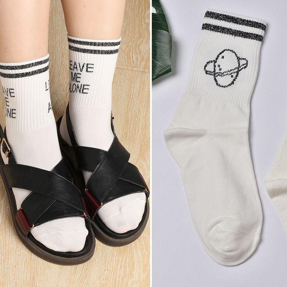 DIACHAVN Tất Cotton Giữ ẤM In Chữ ThờI Trang