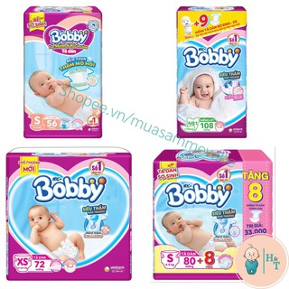 Miếng lót và tã dán Bobby size Nb108, Xs72, S56, S80