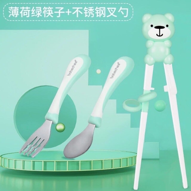 Set muỗng nĩa - thìa nĩa đũa tập xúc full hộp