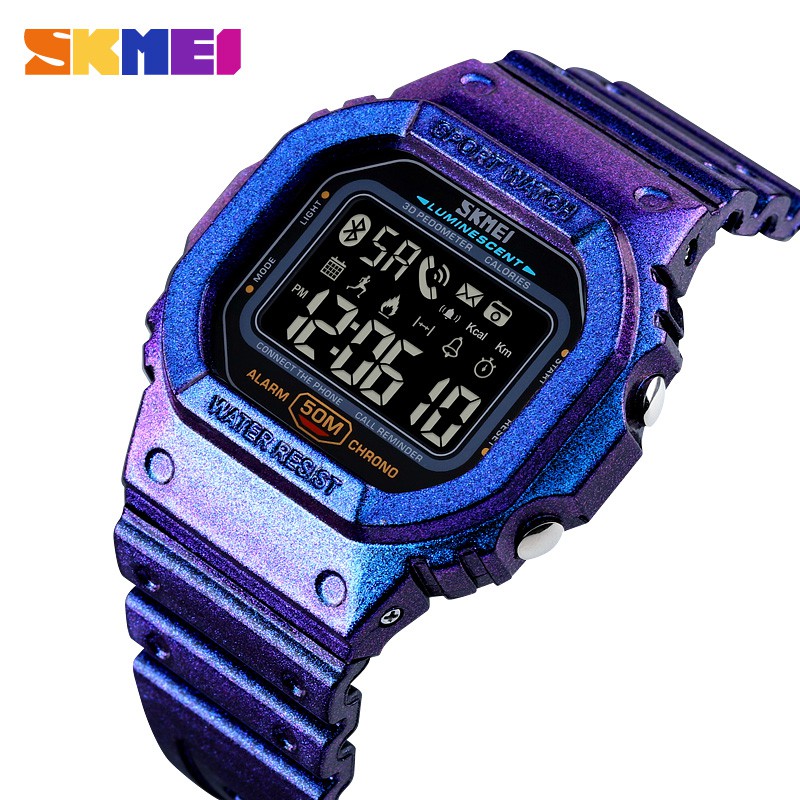 Skmei Bluetooth watch men sport digital wristwatches pedometer calorie tracker for male luminous