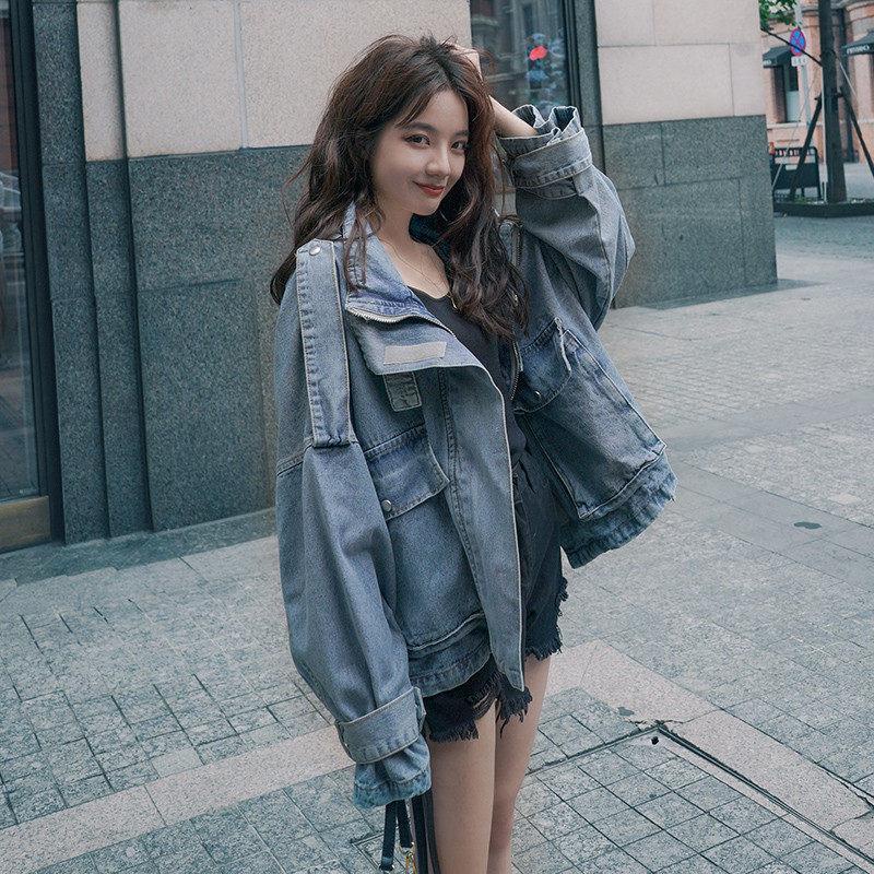 Áo Khoác Denim Ngắn Dáng Rộng Phong Cách Hàn Quốc Mới Dành Cho Nữ
