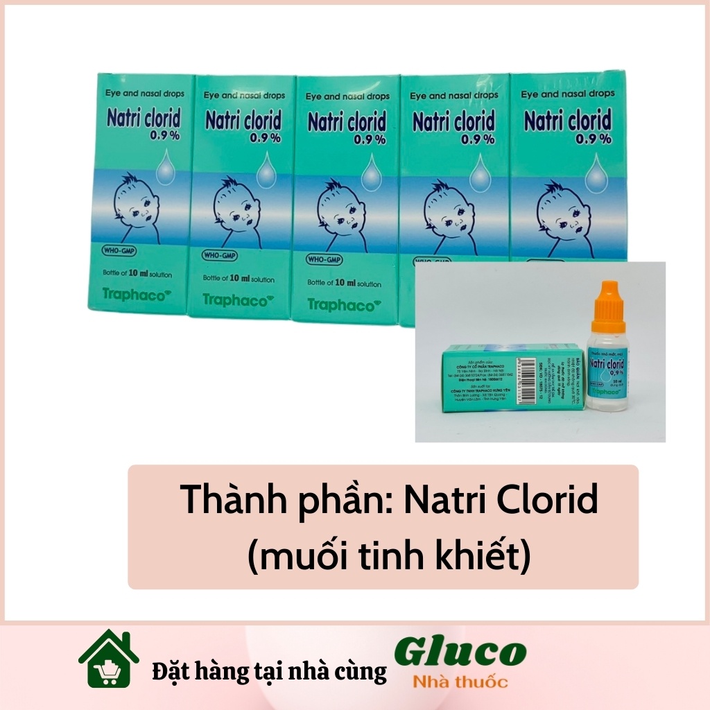 Nước muối sinh lý cho trẻ sơ sinh nhỏ mắt sinh lí Traphaco 10 lọ 10ml GLU003