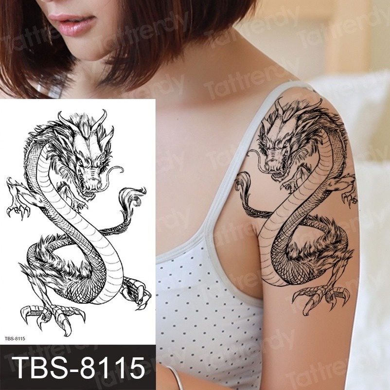 Hình Xăm Dán Trang Trí Cơ Thể Kiểu Động Vật Phượng Hoàng/Mèo/Rồng Gợi Cảm Cho Nữ