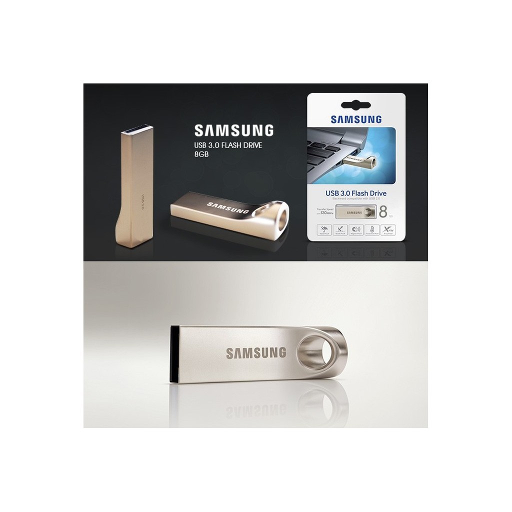 [Mã ELFLASH1 hoàn 10K xu đơn 20K] USB Samsung 16GB - Silver Metal Pendrive 3.0