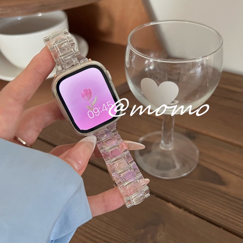Dây Đeo Nhựa Màu Laser 2 Trong 1 Cho Đồng Hồ Thông Minh Apple Watch Series 7 6 5 4 3 2 1 41mm 45mm 44mm 40mm