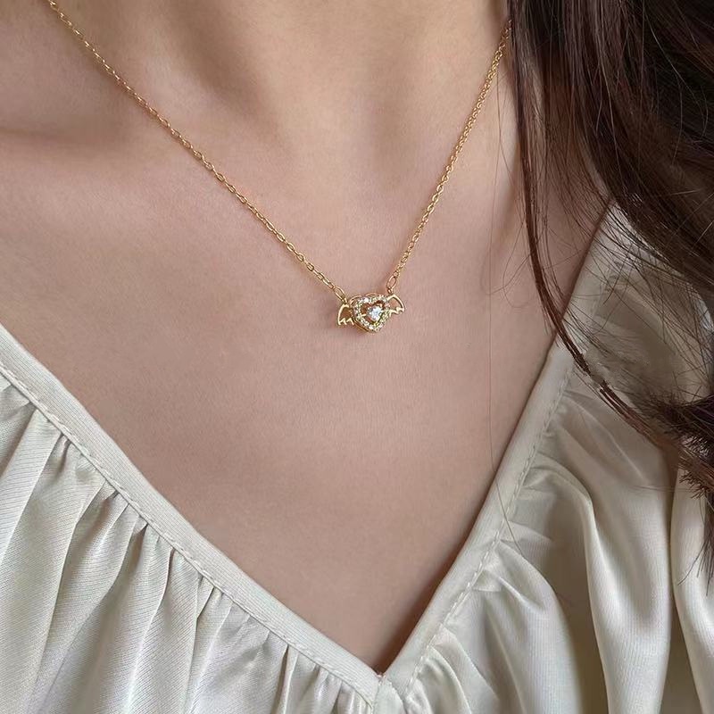 Dây chuyền nữ choker angel heart phong cách hàn quốc đẹp, vòng đeo cổ nam nữ unisex cá tính