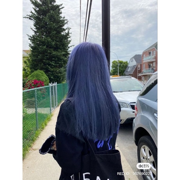 Thuốc Nhuộm Tóc Màu XANH DƯƠNG ĐEN KHÓI,Màu Thời Trang Xanh Đen Khói Không Tẩy, Xanh Blue Hanahair tặng găng tay Cheng