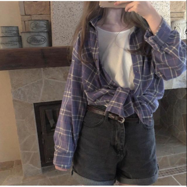 SƠ MI CARO TÍM - FLANNEL TÍM