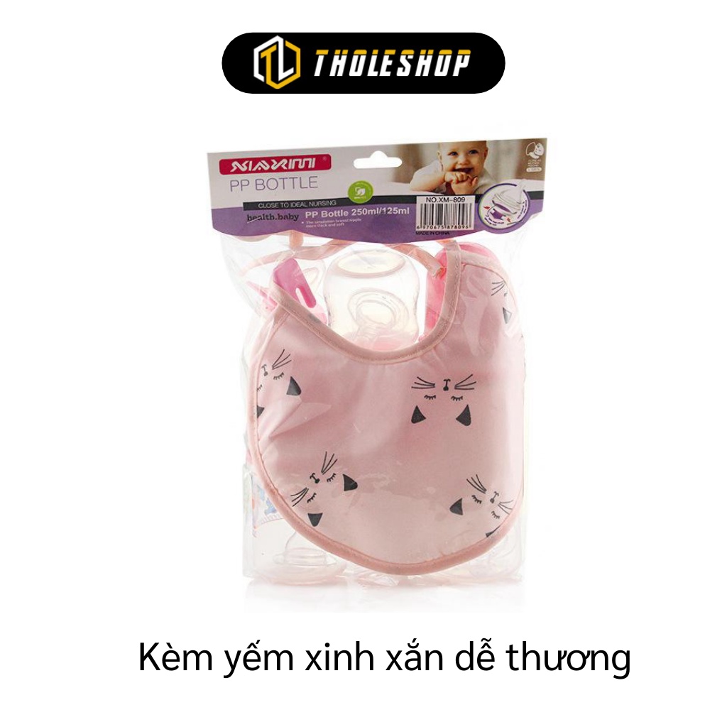 Bình Sữa Cho Bé - Bộ Yếm, Bình Sữa Và Tăm Bông Cho Trẻ Sơ Sinh PP Bottle 8988